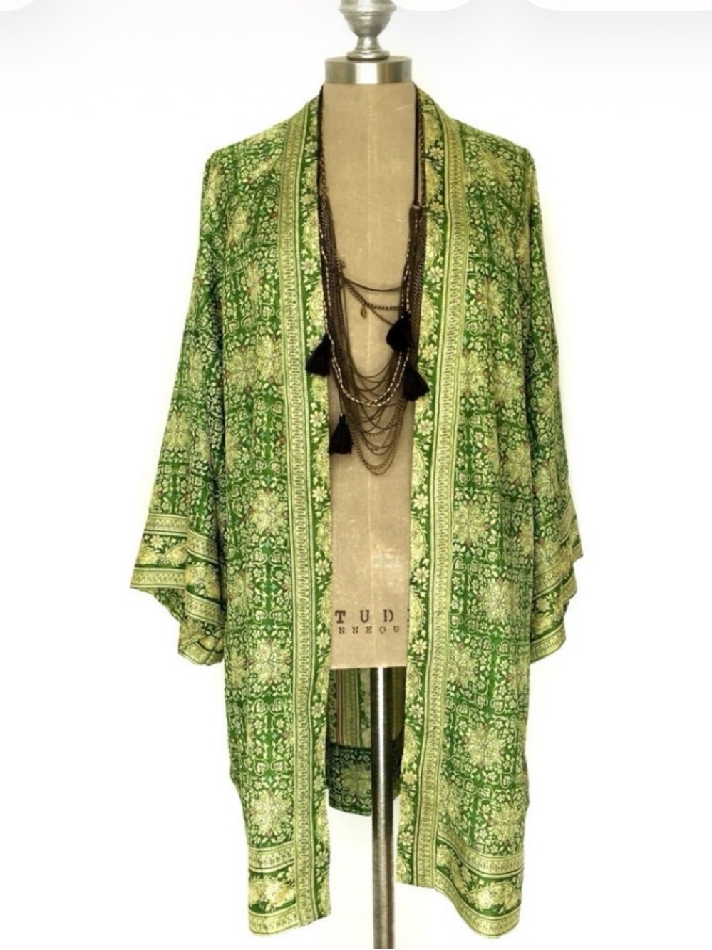 Silk robe green